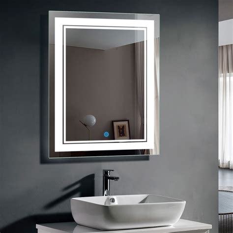 decoraport     led bathroom mirror  touch button dimmable vertical horizontal
