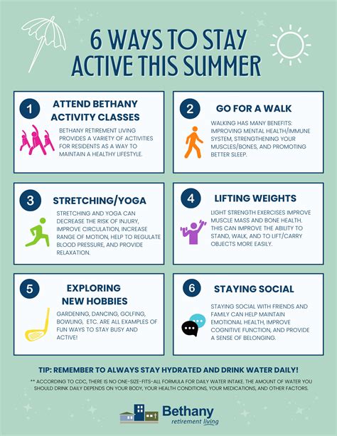 ways  stay active  summer bethany retirement living
