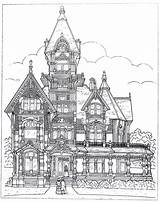 Coloring Mansion Victorian Pages Book Printable House Houses Drawing Carson Colouring Drawings Plans Eureka Ca Books Adult sketch template