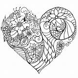 Coloring Heart Flowers Pages Zentangle Zen Printable Mandala Sheets Etsy Color Floral Sold Comments sketch template
