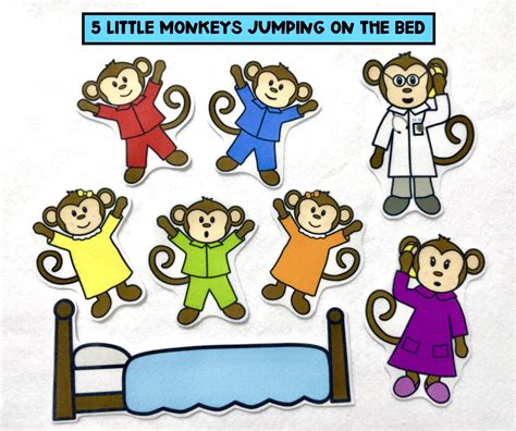 monkeys jumping  bed felt stories speech etsy canada