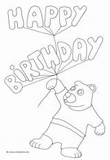 Birthday Coloring Happy Pages Drawing Bear Teddy Balloons Getdrawings sketch template