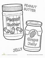 Jelly Peanut Butter Coloring Worksheets Sandwich Worksheet Pages Grape Jar Cartoon Kids Sheets Pb Food Education Sight Printable Word Jars sketch template