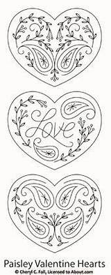 Embroidery Hearts Patterns Paisley Designs Hand Paper Heart Printable Coloring Pages Modern Diy Wood Threads Base Pattern Embroidered Broderie Burning sketch template