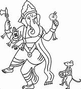 Ganesh Ganpati Chaturthi Draw Coloring Pages Colors Colouring sketch template