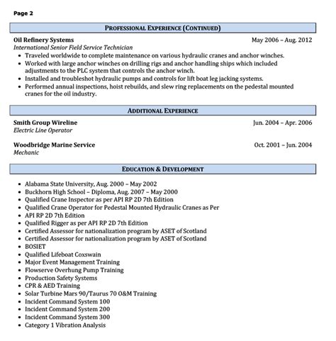 maintenance resume sample resume   maintenance technicians