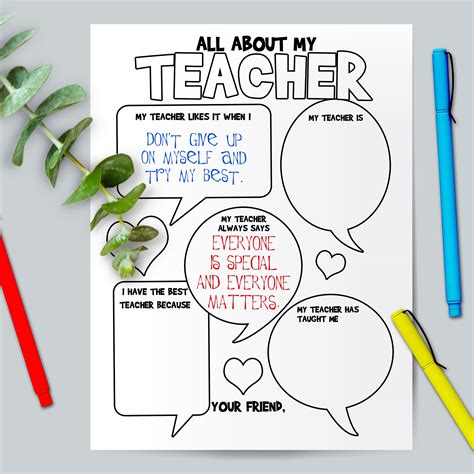 printable teacher cards teacher appreciation gift idea  etsy