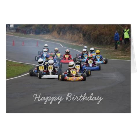 birthday card   karting kart race zazzlecouk