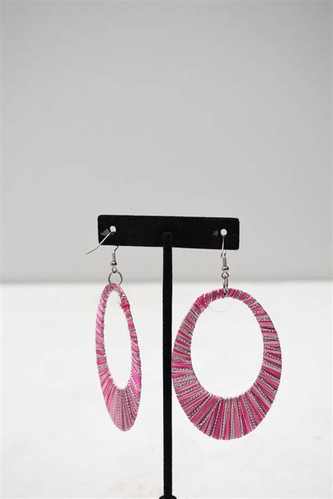 earrings pink fabric wrapped earrings