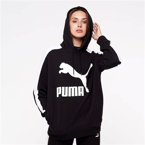 womens clothing puma womens classics logo  hoody cotton black