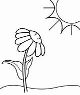 Clip Coloring Clipart Flower Sunny Spring Daisy Easy Pages Sunlight Line Rainy Cliparts Sun Cartoon Flowers Border Color Library Borders sketch template