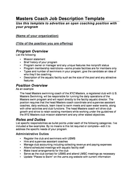 job description templates examples templatelab