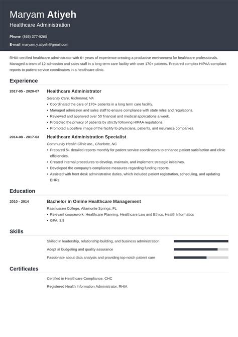 healthcare resume template images infortant document