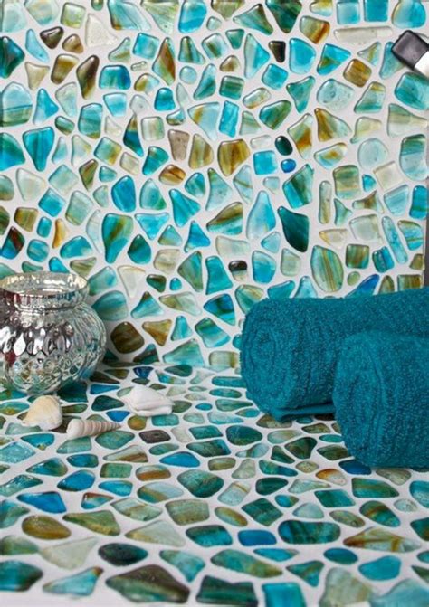 16 Awesome Sea Glass Backsplash Tile Collections For