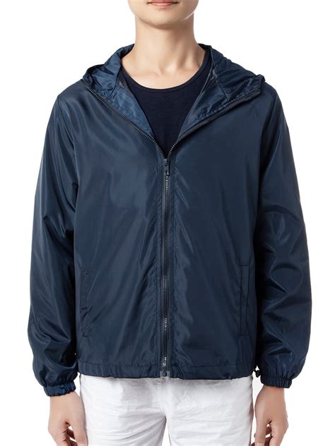 men waterproof hooded rain jacket lightweight windbreaker raincoat resistant shell fashion