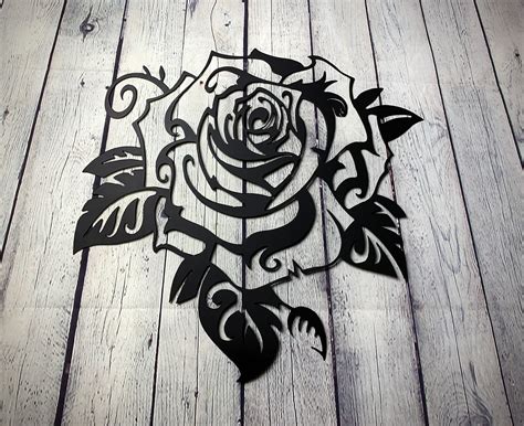 metal art  gauge steel  black rose flower metal wall etsy black