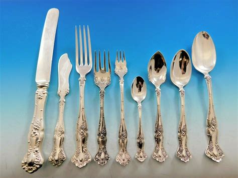 vintage   rogers silverplate flatware set   service  pieces grapes flatware