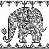 Elephant Coloring Tribal Drawing Colouring Zendoodle App Book sketch template