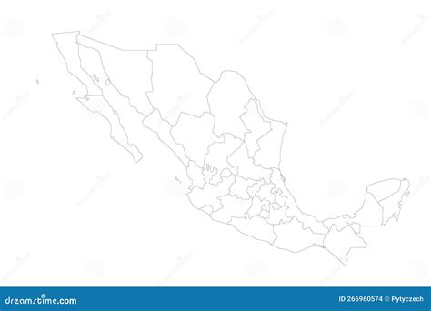 Mapa Político De Divisiones Administrativas De México Stock De
