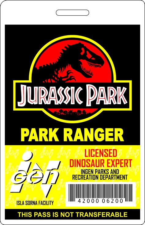 printable jurassic park id badge template  printables template