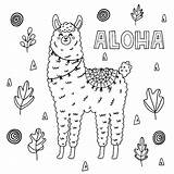 Aloha Llama Alpaca Kleurplaat Grappige Cacti Template Textiles sketch template