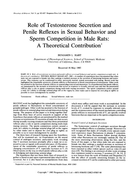 pdf role of testosterone secretion and penile reflexes in sexual