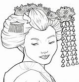 Geisha Coloring Pages Drawing Japanese Line Color Khallion Deviantart Drawings Illustrations Getcolorings Book sketch template