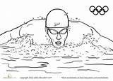 Swimmer Olympiques Natation Maze sketch template
