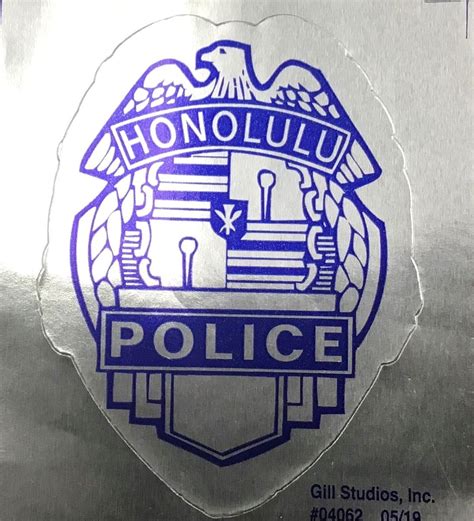 hpd badge sticker silver honolulu police relief association