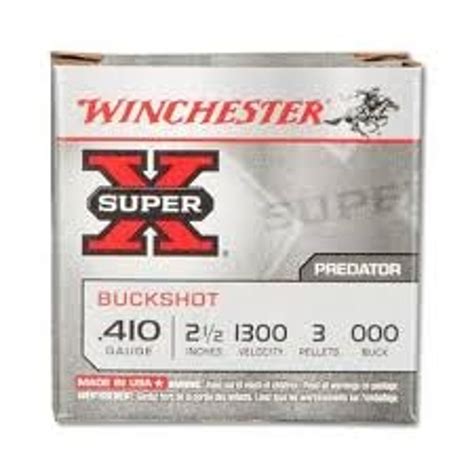 winchester 410 bore super x xb41000 2 1 2 000 buckshot 3 pellets 5 per box