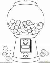 Machine Gumball Gum Coloring Bubble Color Drawing Worksheets Pages Kids Candy Preschool Sheets Kindergarten Printable Colouring Classroom Education Learning Life sketch template