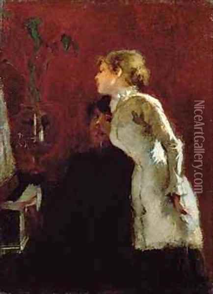 The Piano Lesson Oil Painting Reproduction By Jean Louis