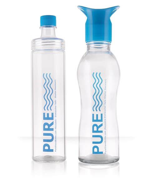 clear pure glass reusable water bottles