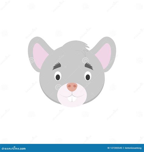 mouse face  cartoon style  children stock vector illustration