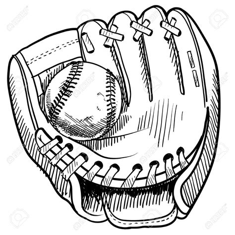 baseball mitt drawing  getdrawings