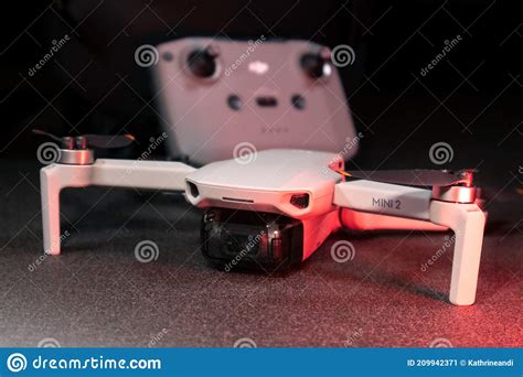 dji mini   drone close   remote control editorial photo image  focus control