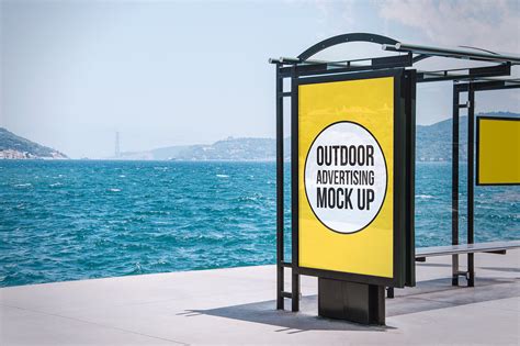set  outdoor advertising signs  billboards mockup
