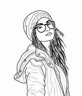 Hipster Coloring Pages Girl Getcolorings Getdrawings Color sketch template