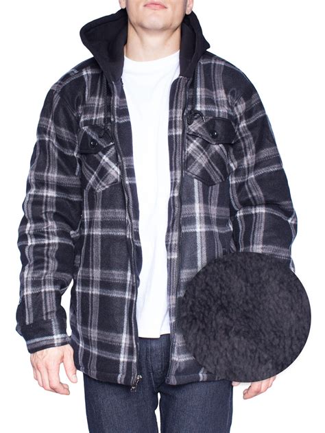 visive mens flannel big and tall jackets for men zip up hoodie sherpa