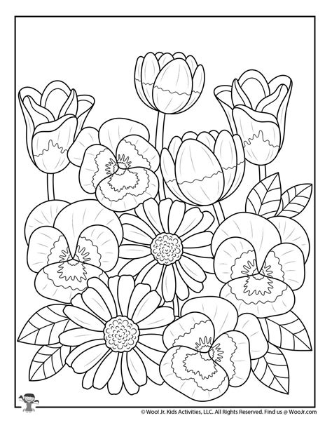 coloring page spring flowers    svg file