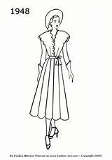1948 Dress Fashion 1940 Dresses Silhouettes 1950 History 1949 Drawings Silhouette Costume 1940s sketch template