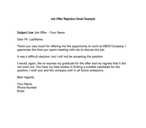 view  sample letter  reject  job offer  acceptance offer