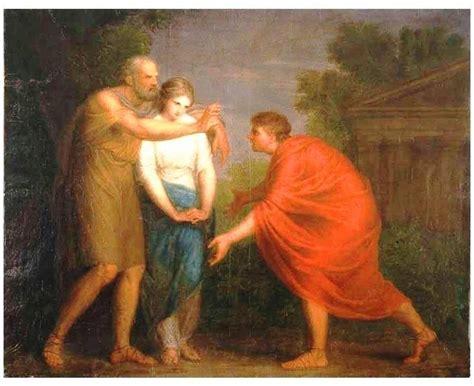 Oedipus Accompanied By His Daughter Antigone Curses His Son Polynices