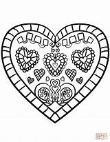 Coloring Heart Pages Decorated Printable Drawing sketch template