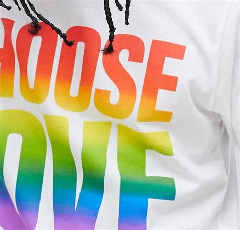 asos  refugees choose love organic cotton rainbow print  shirt  refugees choose love