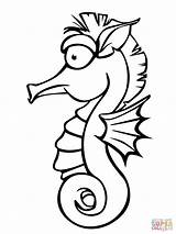 Seahorse Cute Coloring Pages Drawing Outline Printable Template Sea Horse Easy Templates Cartoon Brutus Buckeye Colouring Shape Realistic Clipart Clip sketch template