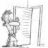 Door Open Cartoon Man Standing Coloring Outlined Clipart Bright Light Doors Leishman Ron sketch template