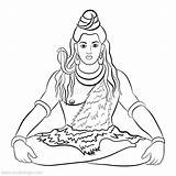 Shiva Maha Shivratri Hindoese Xcolorings Trishula Lineart Meditation Penelusuran sketch template