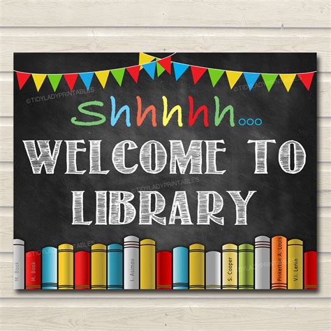 shhh  library school sign classroom decor school