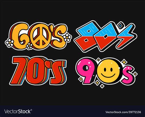 60s 70s 80s 90s party vintage retro style signs vector image